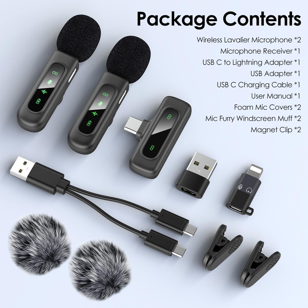 USB C Mini Wireless Lavalier Microphone for iPhone/