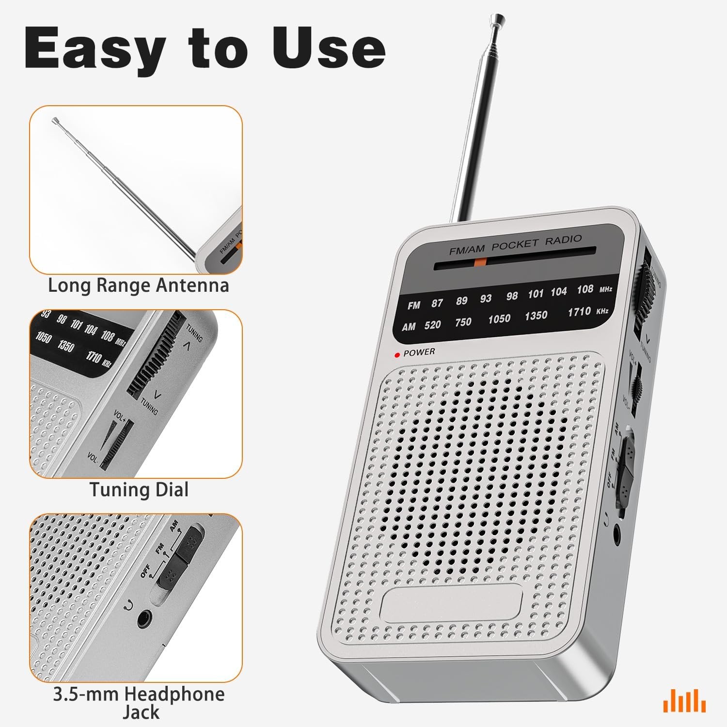 Portable Radio AM FM with Long Range Reception, Goodes Transistor Radio with Lou