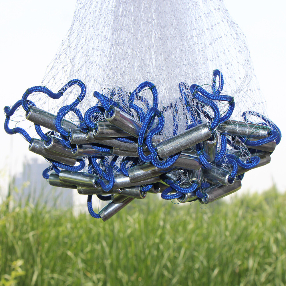 6/8/10/12/16FT Fishing Cast Net Bait Easy Throw Hand Cast Strong Nylon Mesh USA