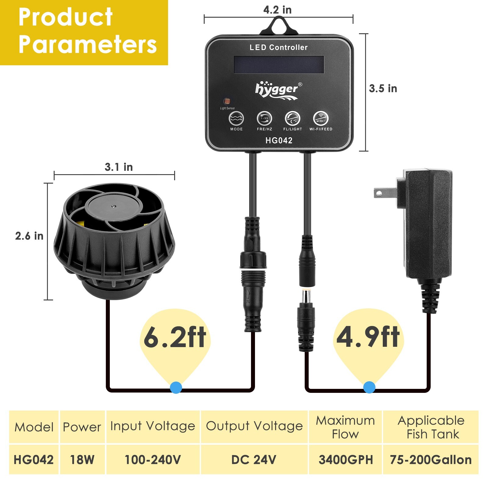 hygger Wave Maker Aquarium w/ Controller Strong Magnetic Powerhead Up to 200 Gal