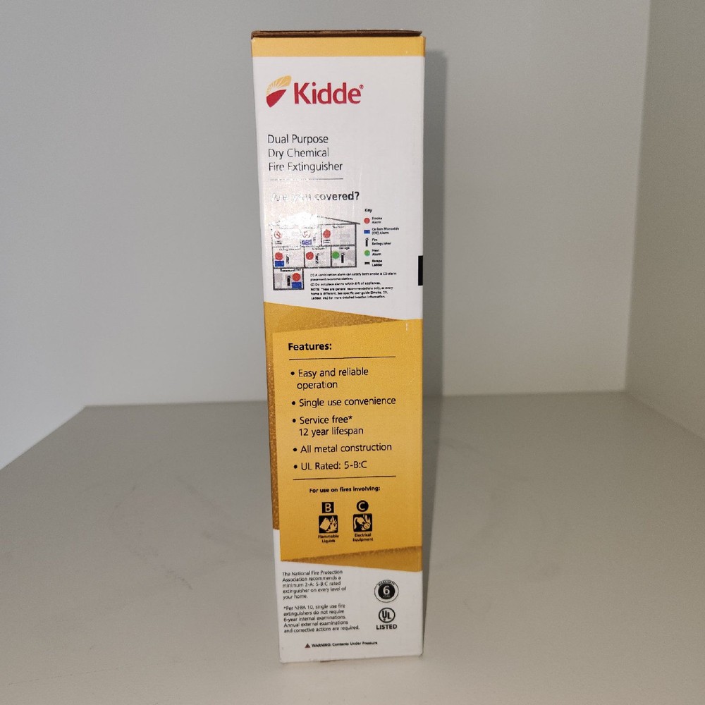 Kidde Basic Fire Extinguisher, 2 lb, UL 5-B:C (Model KD57-5BC)
