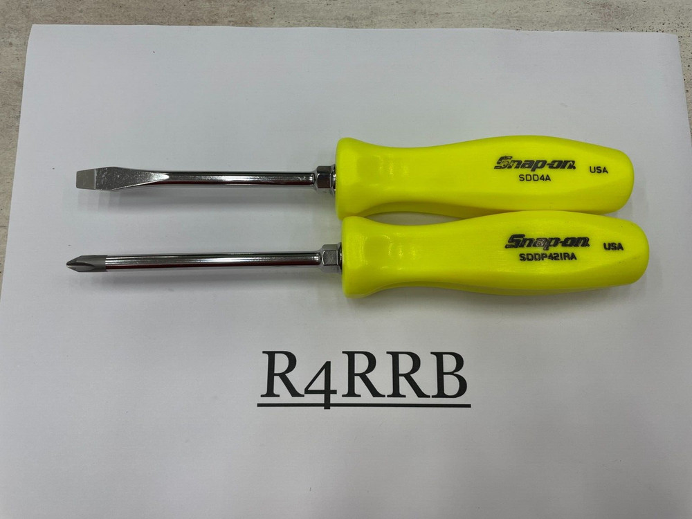 Snap-on Tools NEW 2pc HIVIZ Hard Handle Flat Phillips Head Screwdriver Set