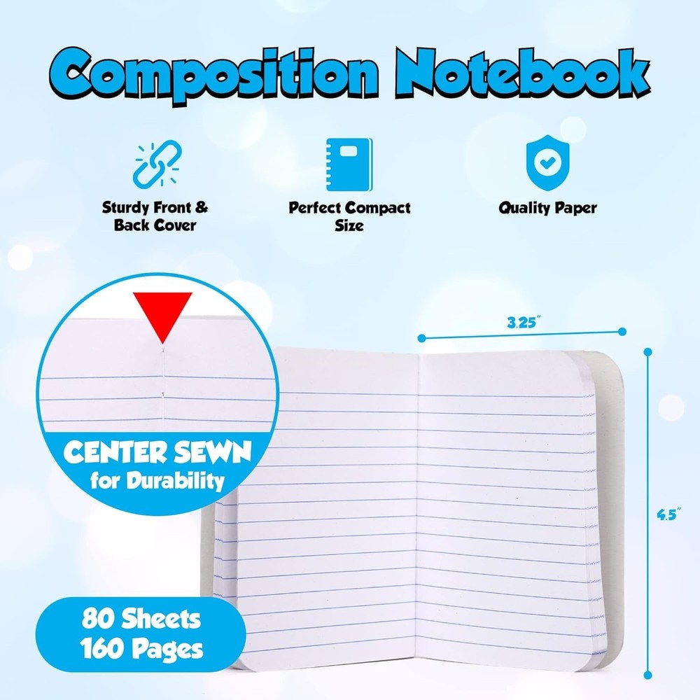 Mini Composition Notebooks, Mini Composition Books Bulk, Small Pocket Notebook,
