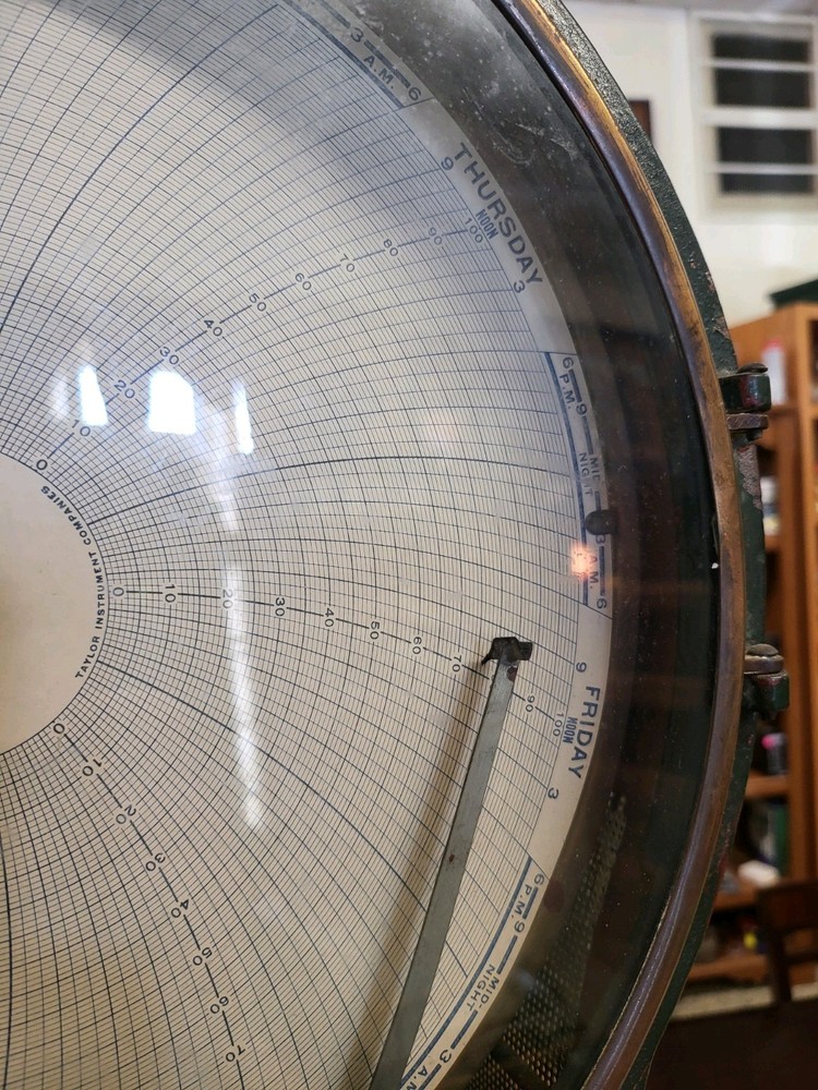 VINTAGE TAYLOR? 7 DAY TEMPERATURE CHART RECORDER KEY WIND