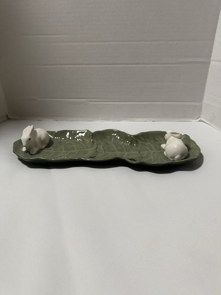 Department 56 Bunny Rabbit Oblong Platter Easter Tray