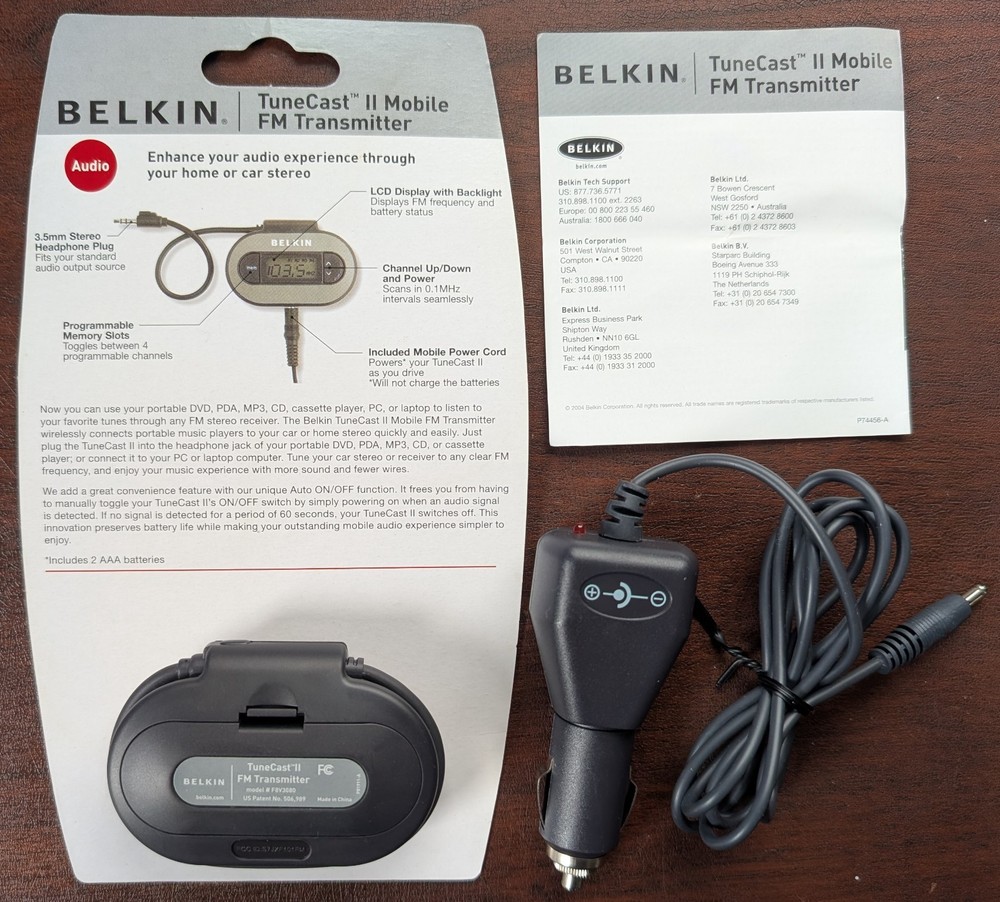 Belkin TuneCast II FM Transmitter F8V3080, For iPod, iPhone, Android, MP3, DVD