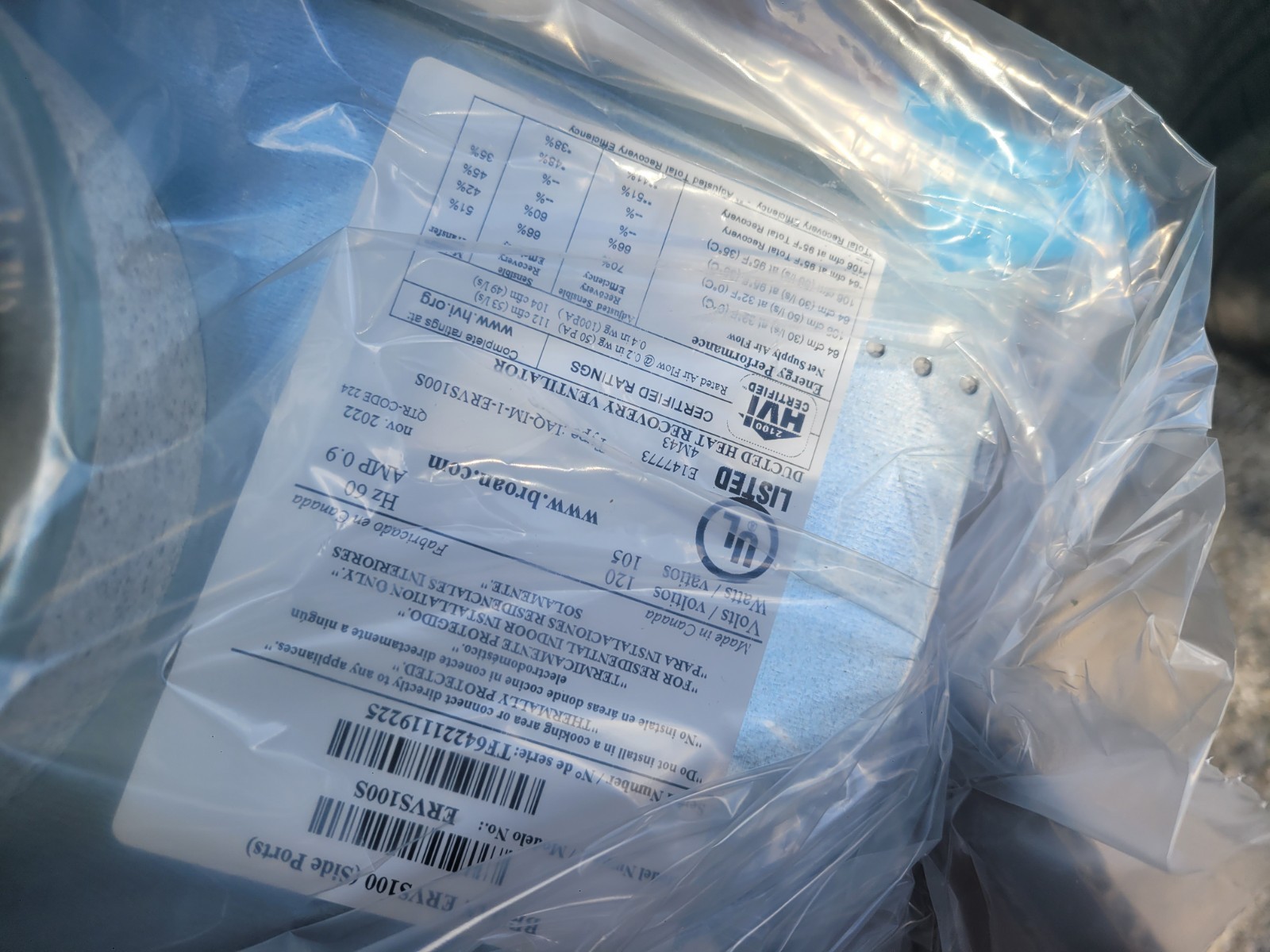 Broan-NuTone ERVS100S Energy Recovery Ventilator ERV 105CFM With Humidity Sensor