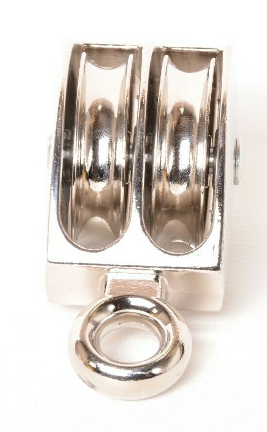 BARON 2" Fixed Eye Double Pulley Nickel Plated