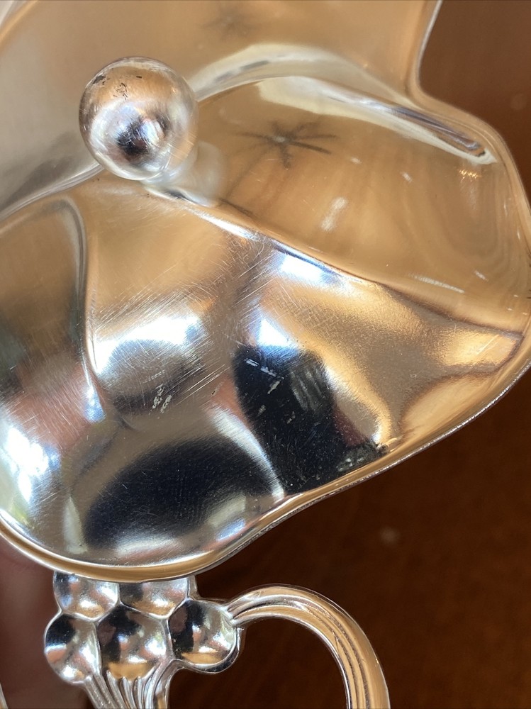 WMF Germany EP BRASS Brushed SilverPlate Footed Grapes 🍇 Handled Leaf Vein Dish