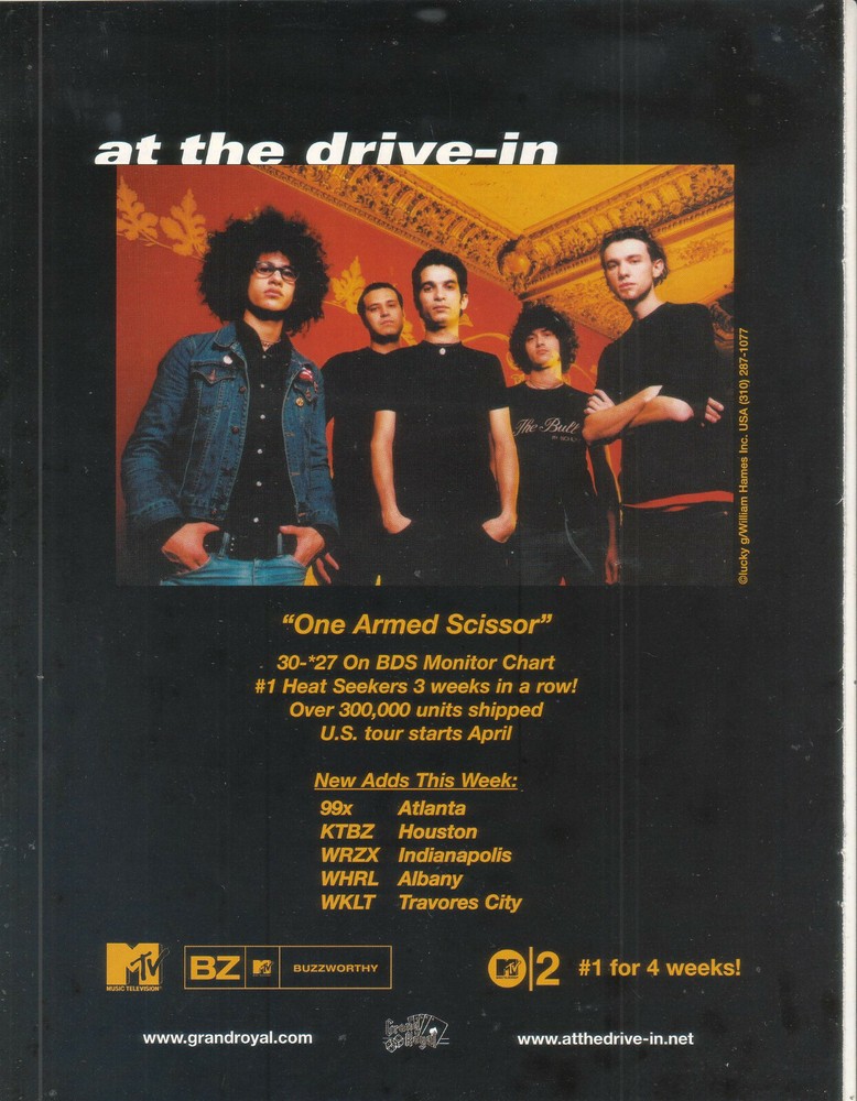 At The Drive In 2001 Ad- One Armed Scissor  Advertisement KTBZ WRZX WHRL WKLT