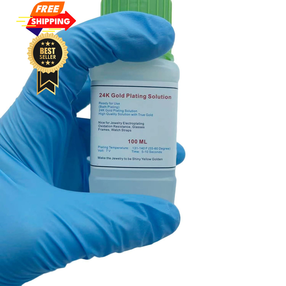 High Concentration 100ml 24K Bath Gold Plating Solution Purity Contain...