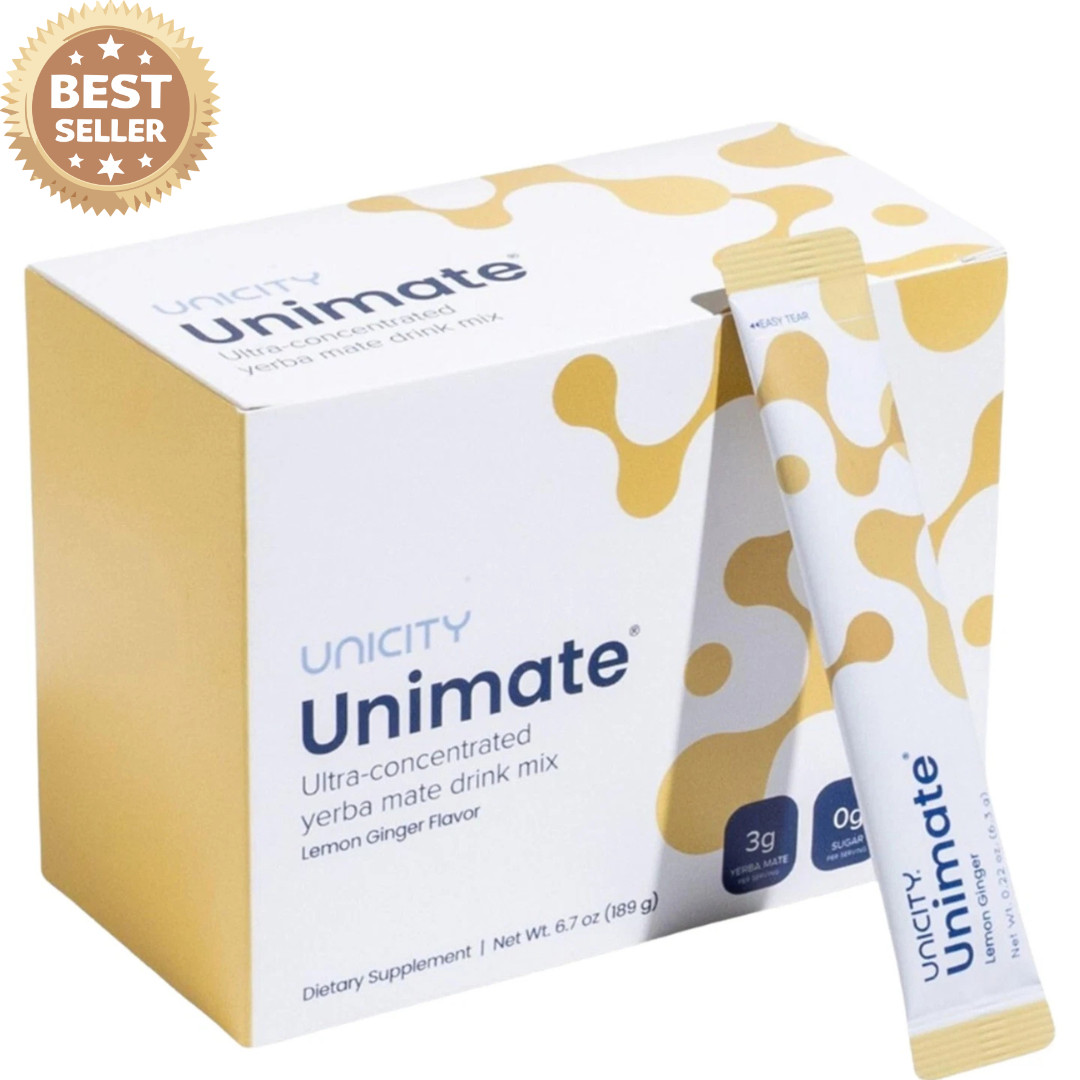 Unicity Unimate Lemon Flavor Healthy Alternative to Coffee & Drinks, 30 Packs
