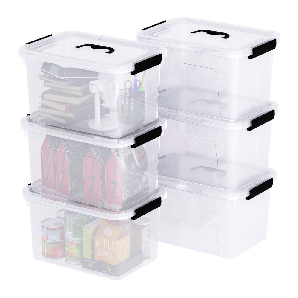 20 Quart Latching Storage Box, Stackable Bin with Latch Lid & Handle, 4/6 Pack