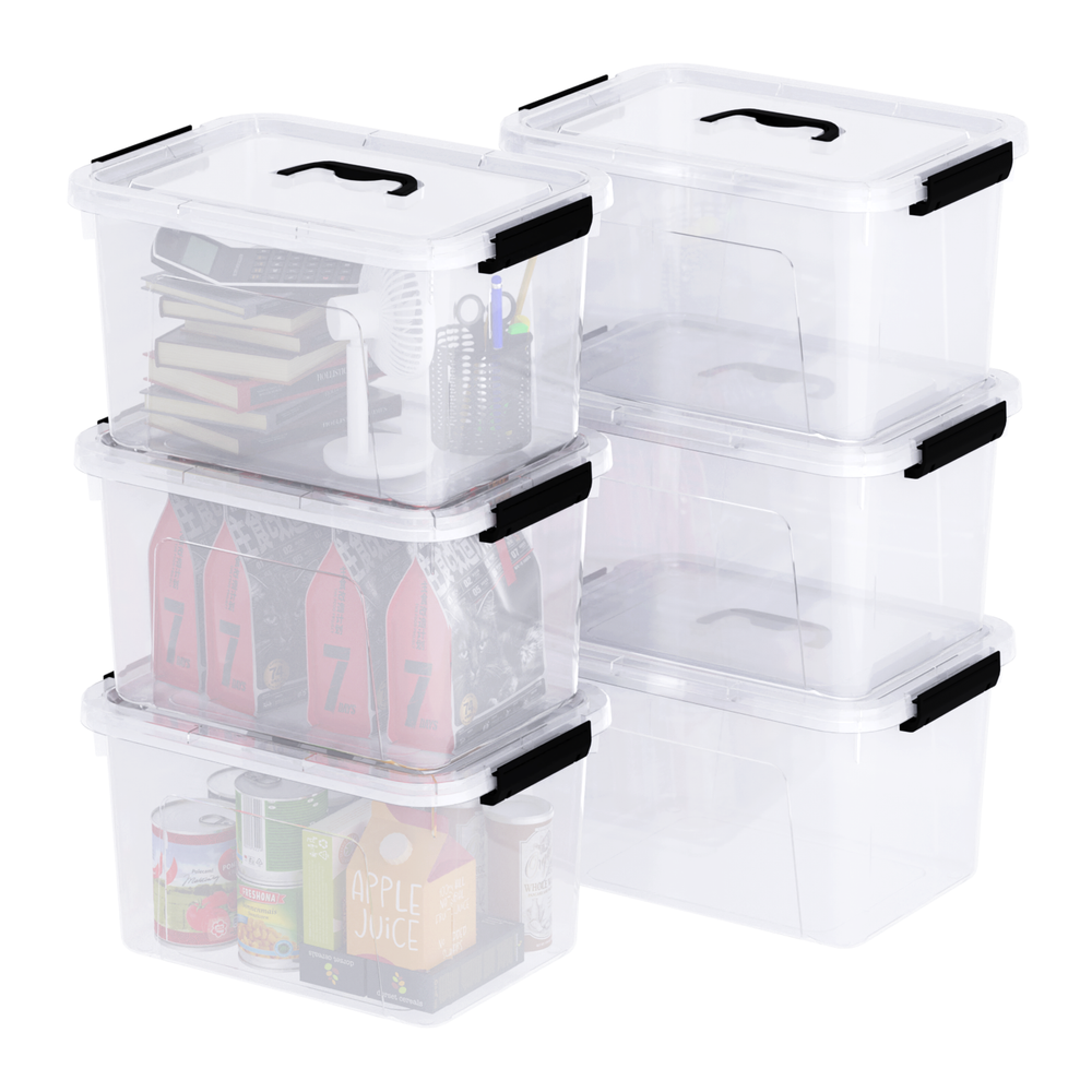 20 Quart Latching Storage Box, Stackable Bin with Latch Lid & Handle, 4/6 Pack