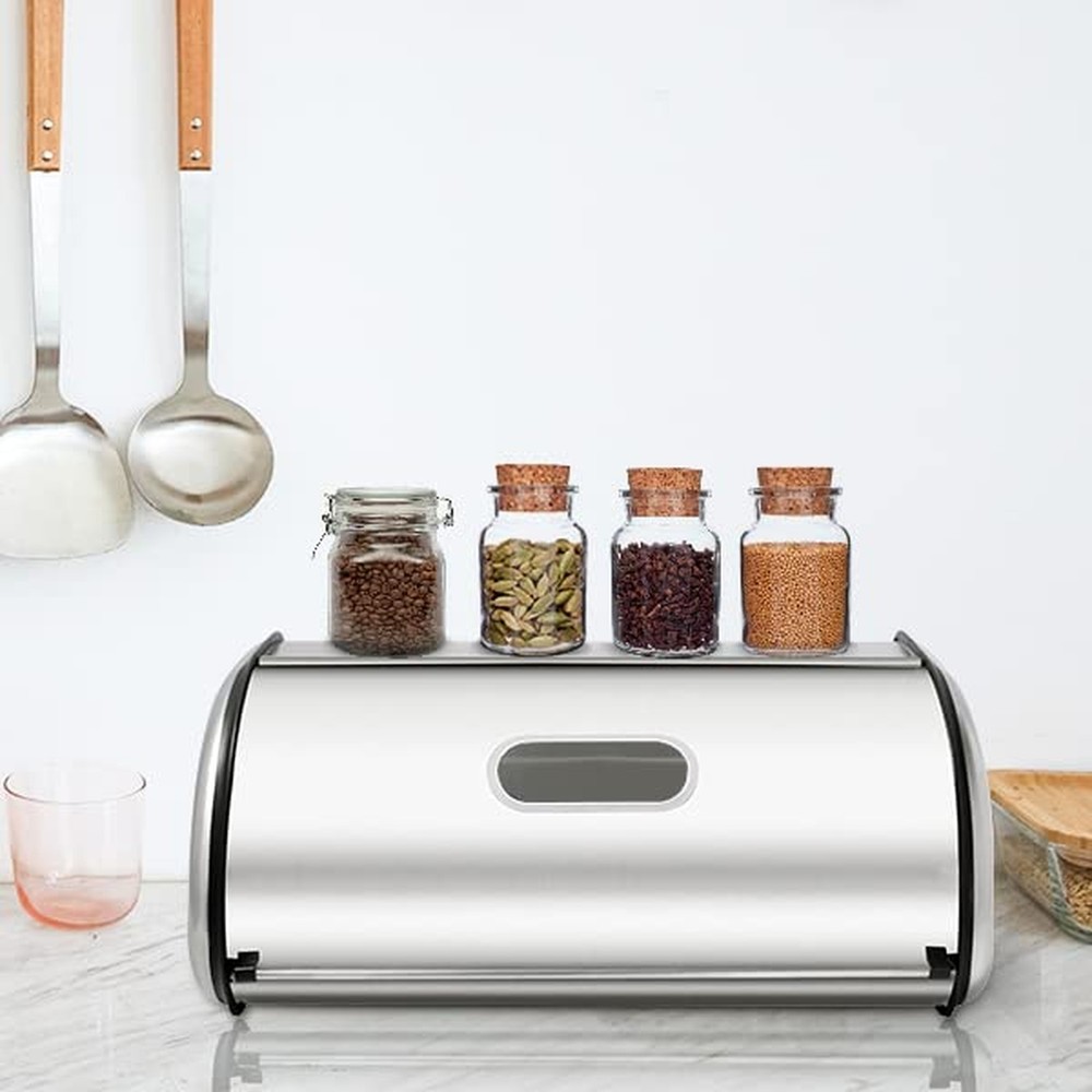 Stainless Steel Bread Box for Kitchen Countertop, Extra Thick Sturdy Bread St...