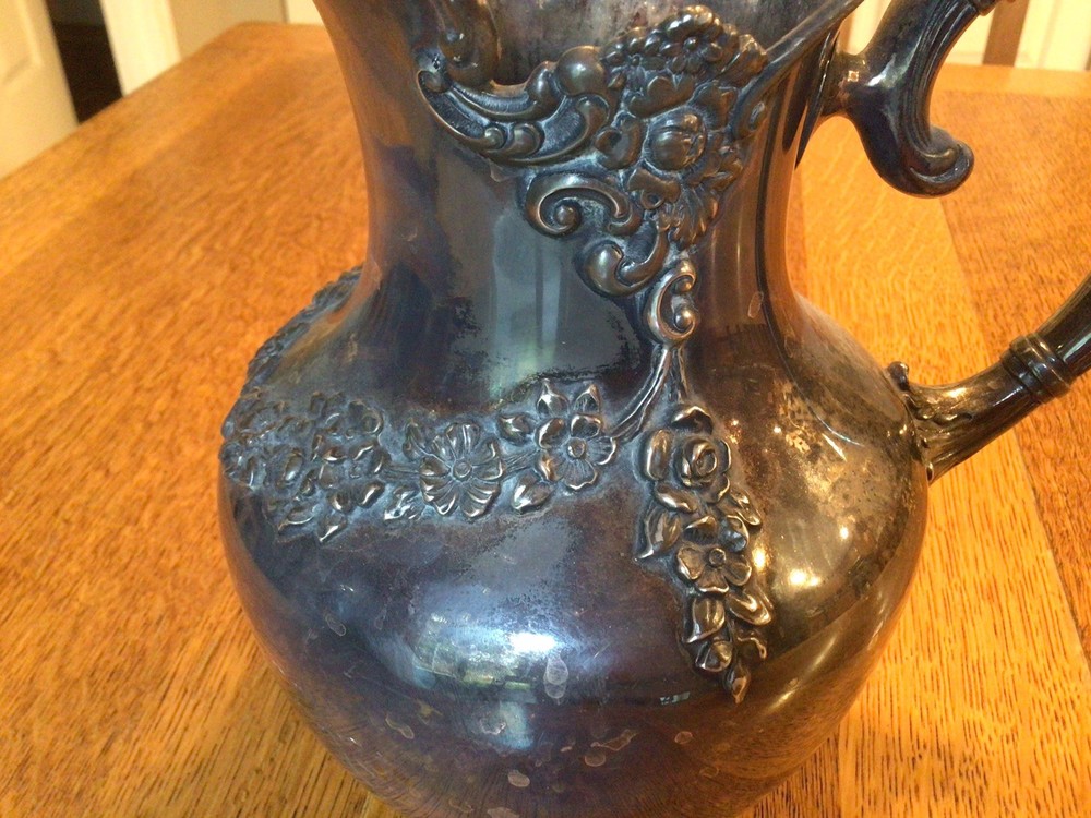Antique / Vintage Meriden Silver Plate Company Pitcher Floral Garland