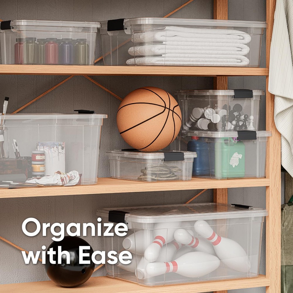 Superio Stackable Clear Storage Bin 12x8.25x5.75 Durable Organizing Solution