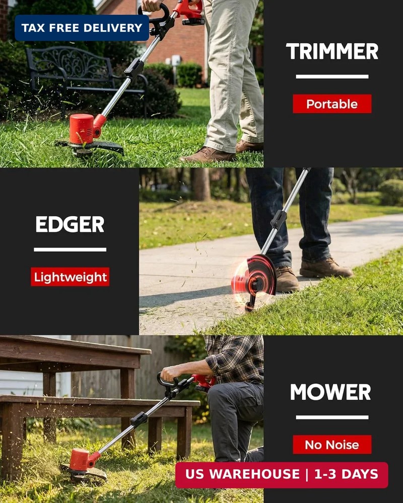 Electric Weed Eater with Auto Line Feed, Battery Powered Cordless String Trimmer