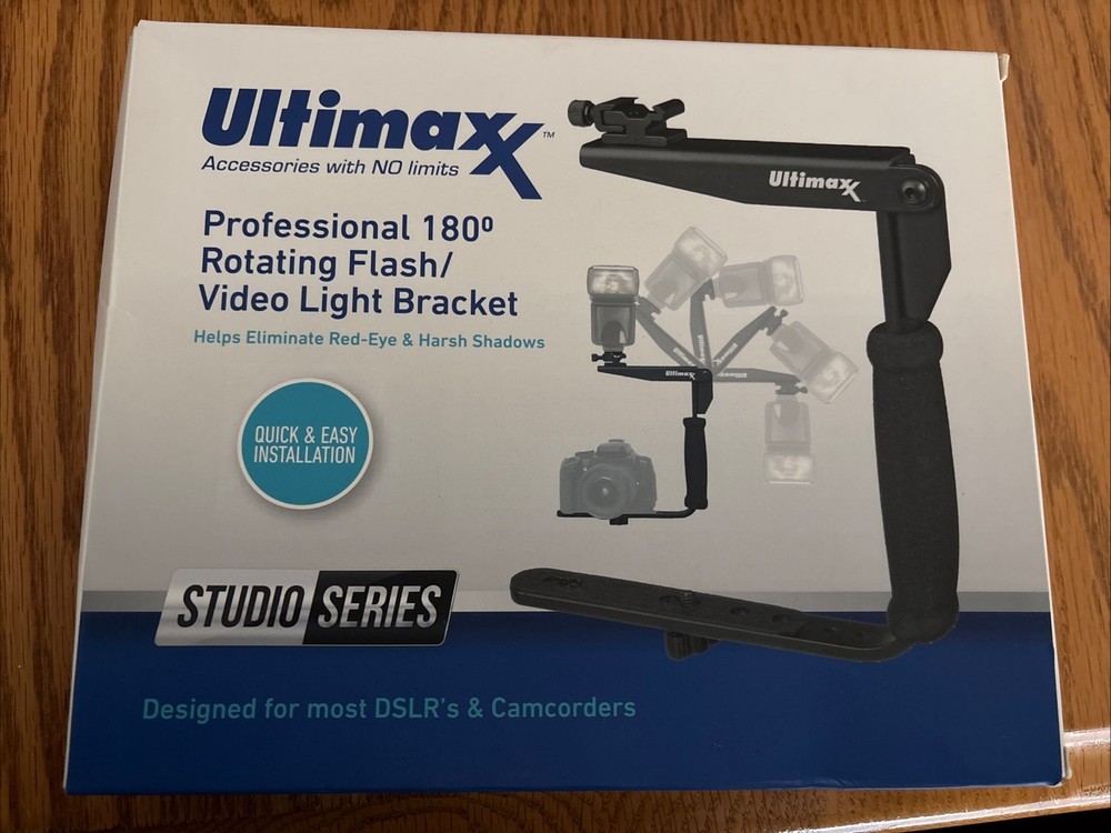 Ultimate Professional 180 Degree Rotating Flash/Video Light Bracket for Camera