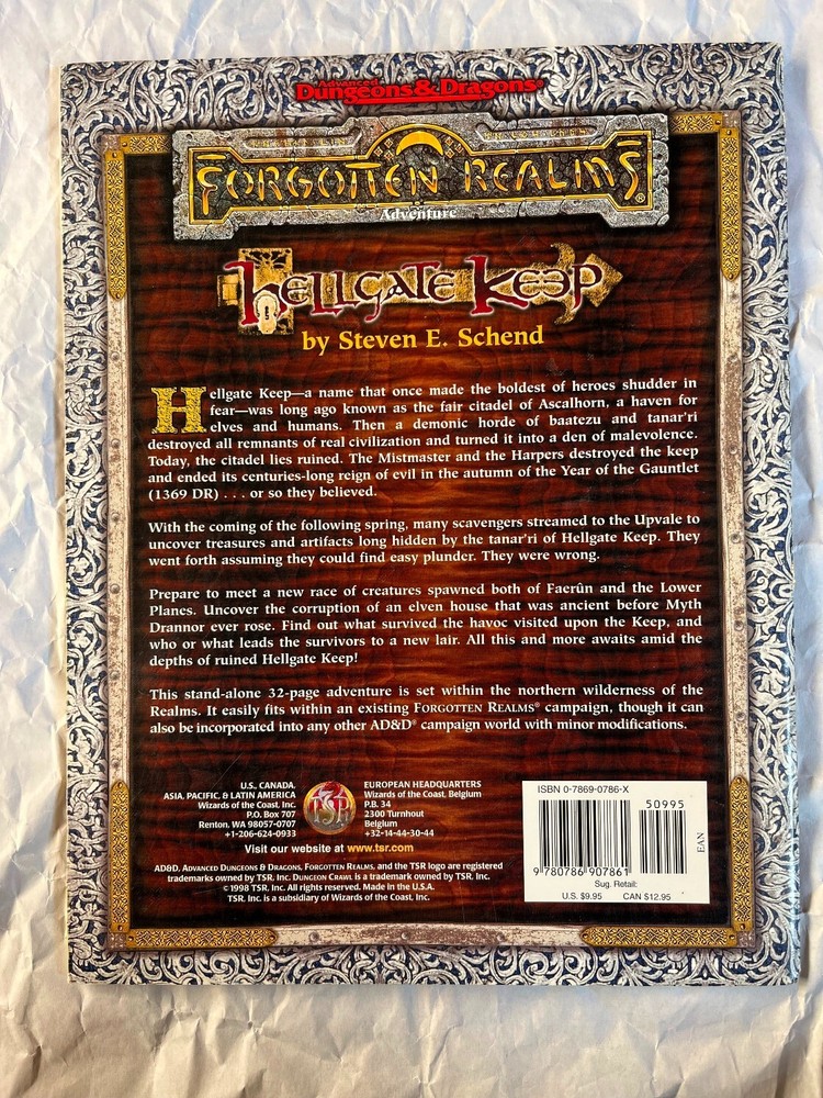 Hellgate Keep Dungeon Crawl Forgotten Realms Advanced Dungeons Dragons 1998 AD&D