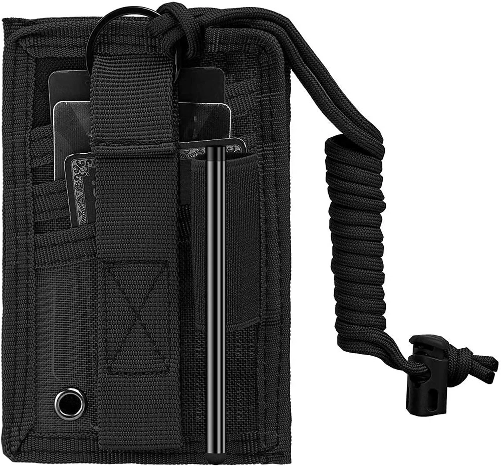 2x Black Tactical ID Card Holder Hook&Loop Patch Badge Organizer Neck Lanyard