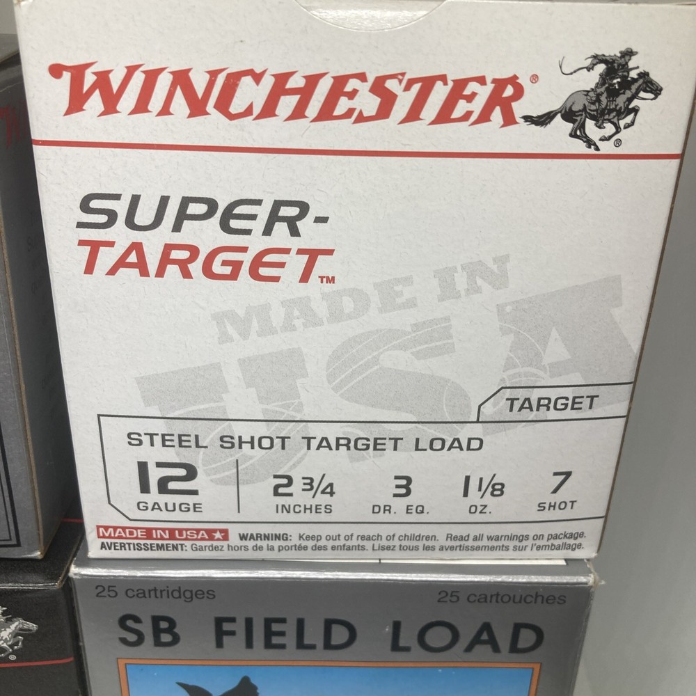 4 Empty Shotgun Shell Boxes, Target Load. Winchester * 3, Sellier & Bellot