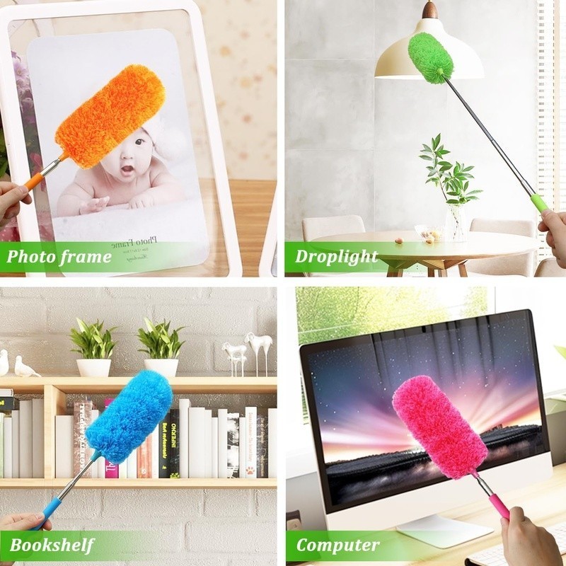 4 Pack Microfiber Duster W/ Extendable Pole Bendable Head Dust Cleaning New