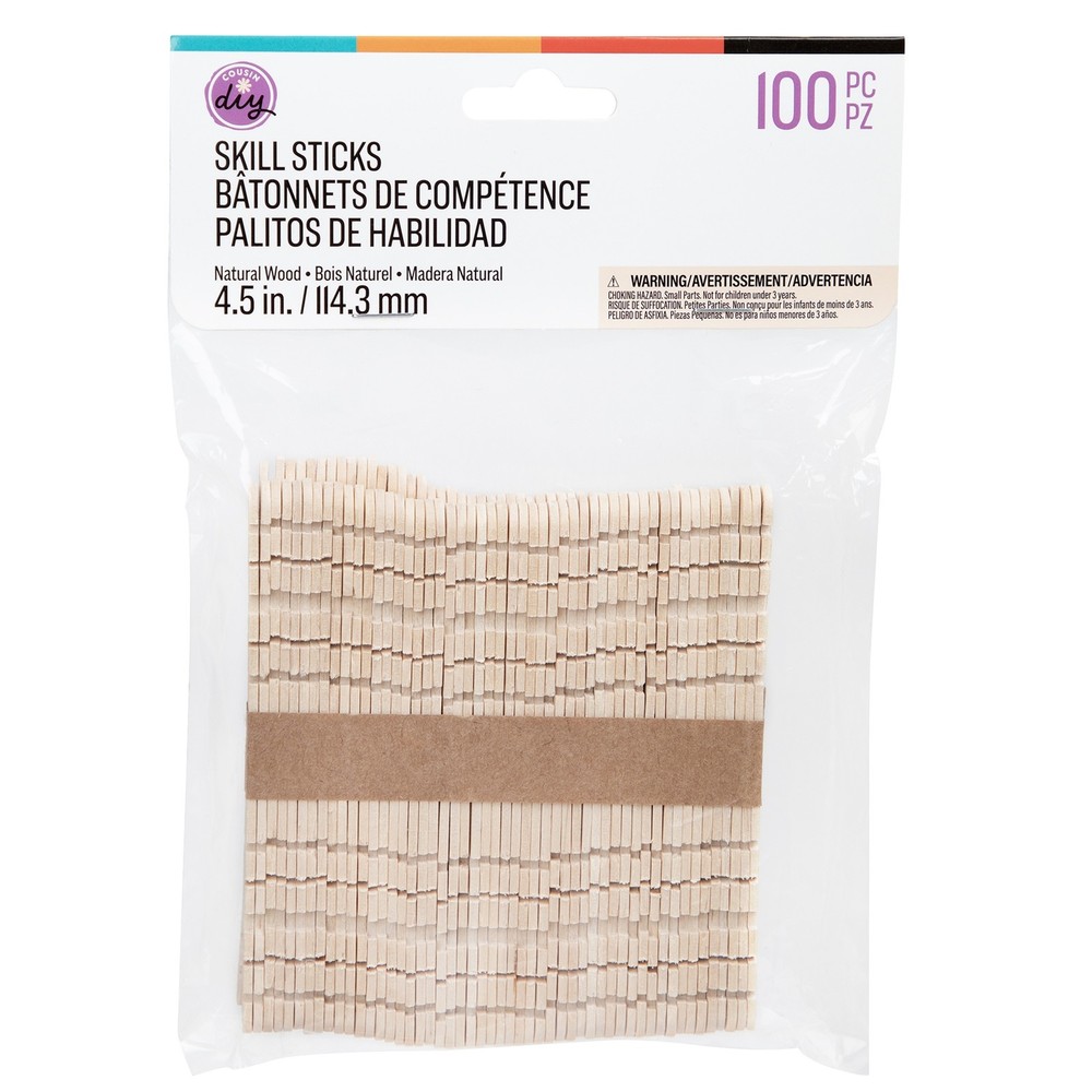 CousinDIY Skill Sticks 4.5" 100/Pkg-Natural - 3 Pack