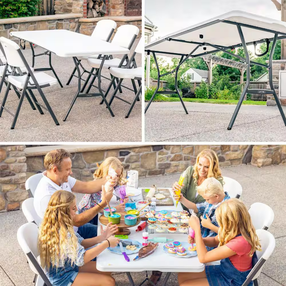 6 Ft. White Plastic Fold-In-Half Table (Light Commercial)