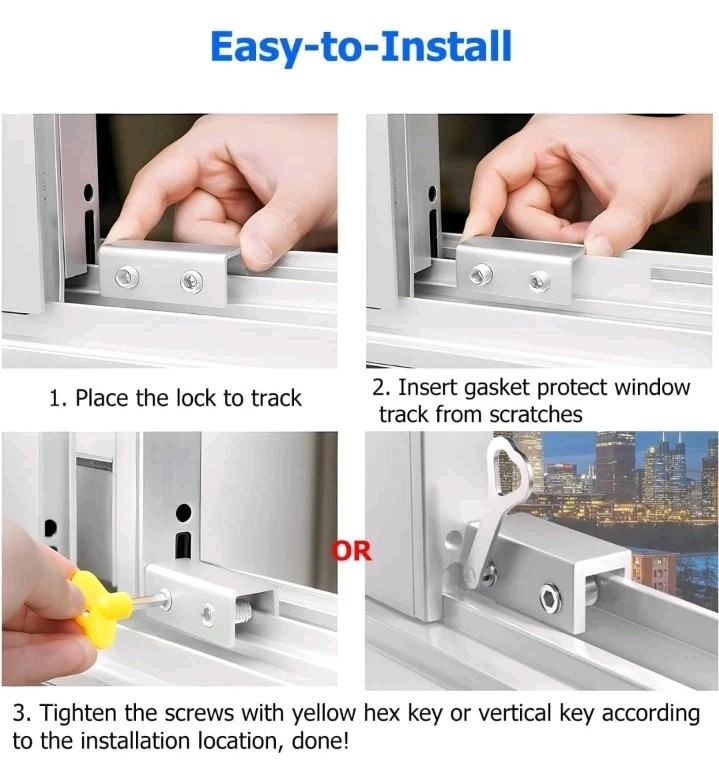 Window Locks 6pcs for Vertical and Horizontal Sliding 2.38" Security