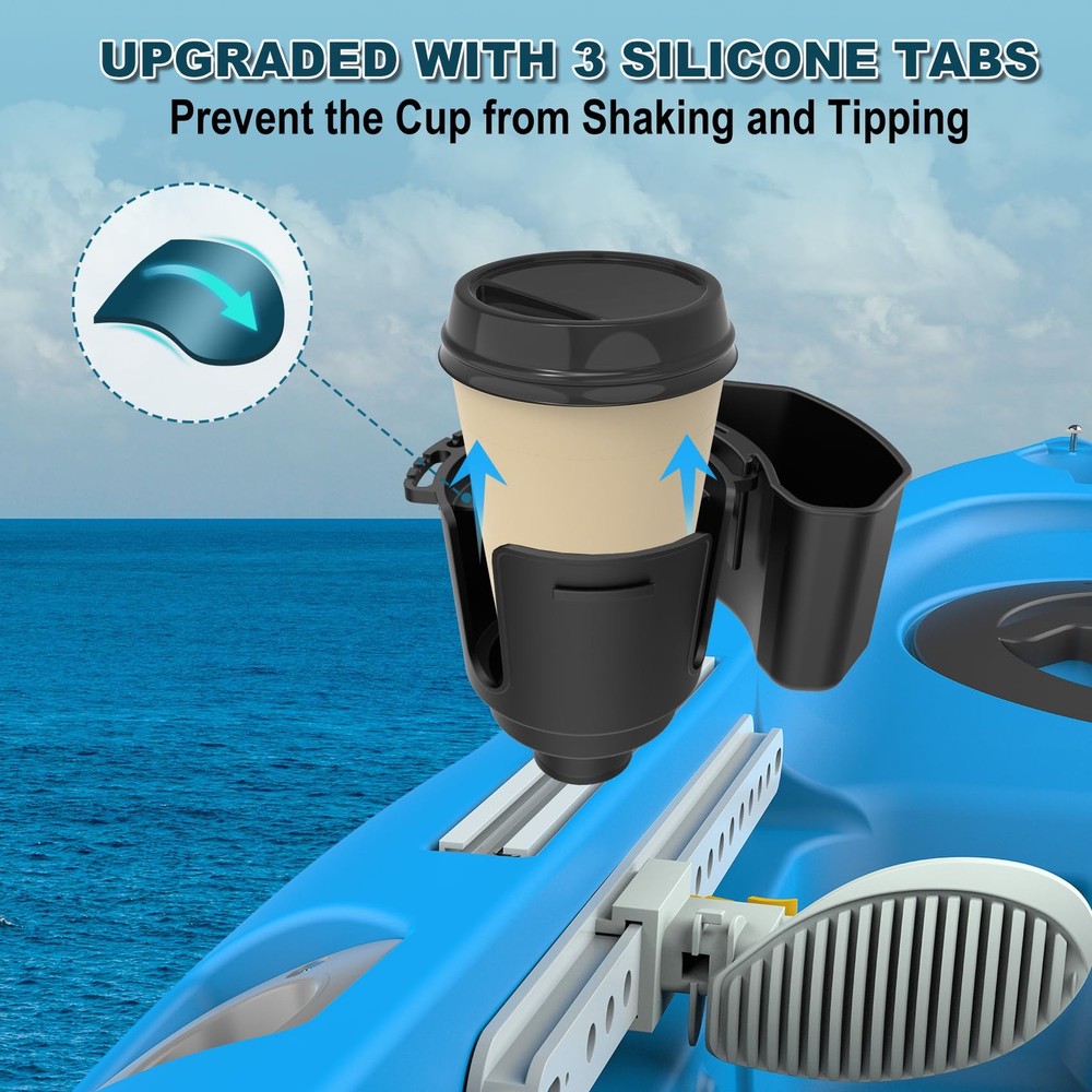 1001 Multi-Functional Kayak Cup Holder with Tool Storage , Track Mount Non-Sl...