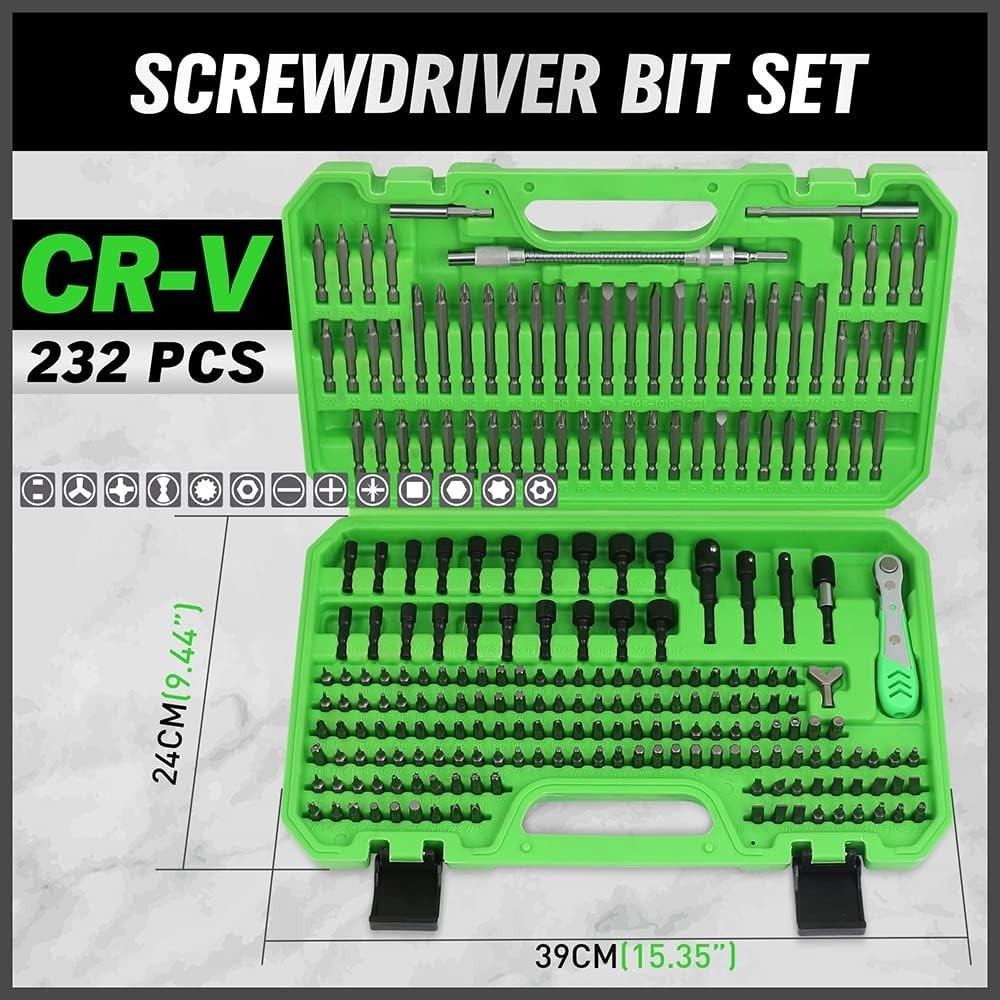 232-Piece Professional Screwdriver Bit Set with Quick Release & Security Bits