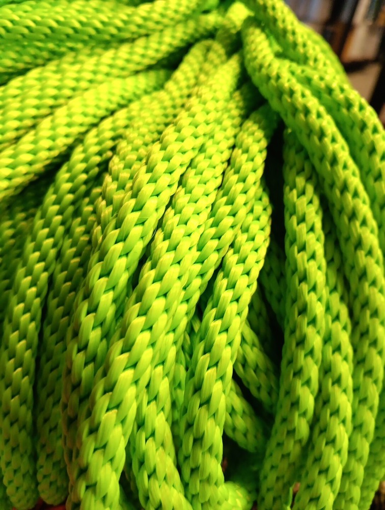 3/8” x 215ft. Solid Braid Polyester Rope. Made in USA. Lime