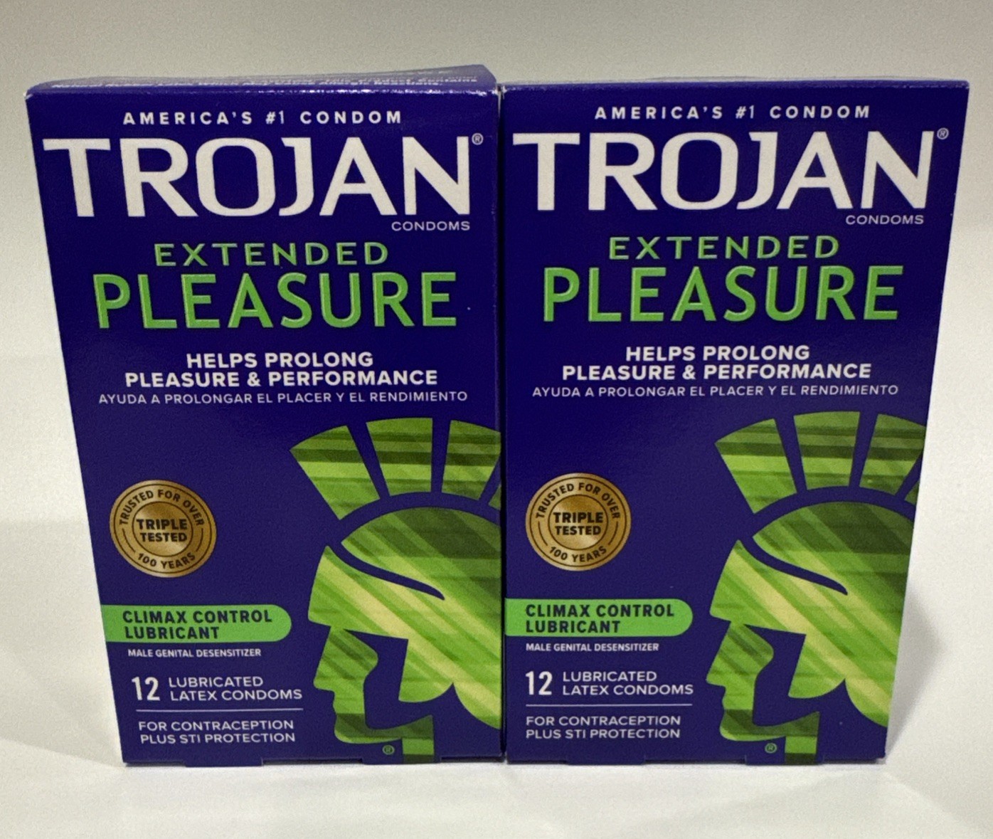 New 2-Pack Trojan Extended Pleasure Climax Control  Condoms 12 Count.  Exp 07/26