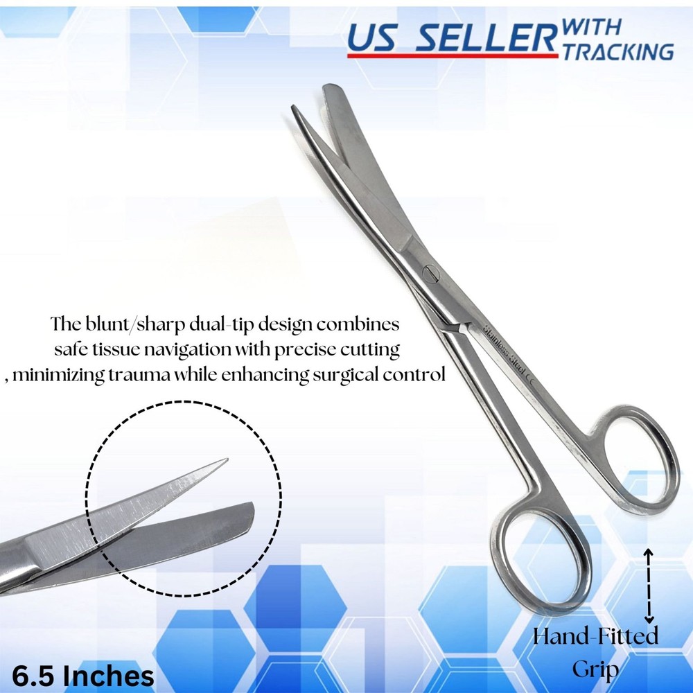 O.R Grade Operating Scissors 6.5" Curved Sharp Blunt