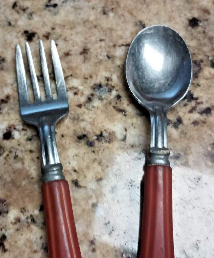 Vintage Bakelite Childs Utensils Fork and Spoon