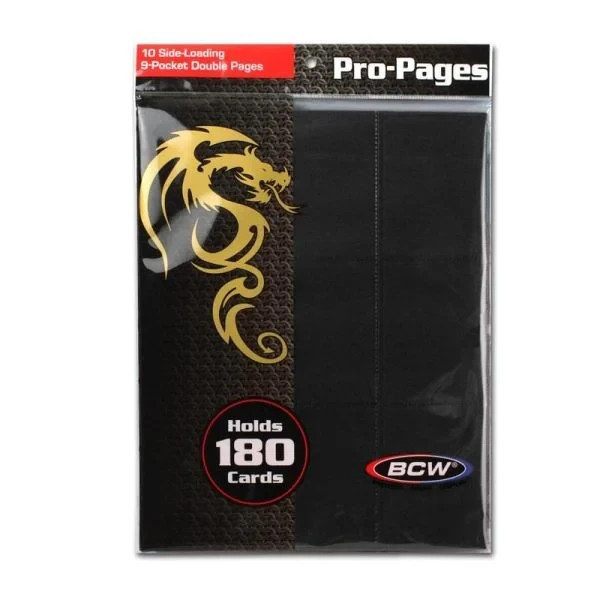 BCW Side Loading 18 pocket Pro Binder Pages - Double Sided - Multiple Colours