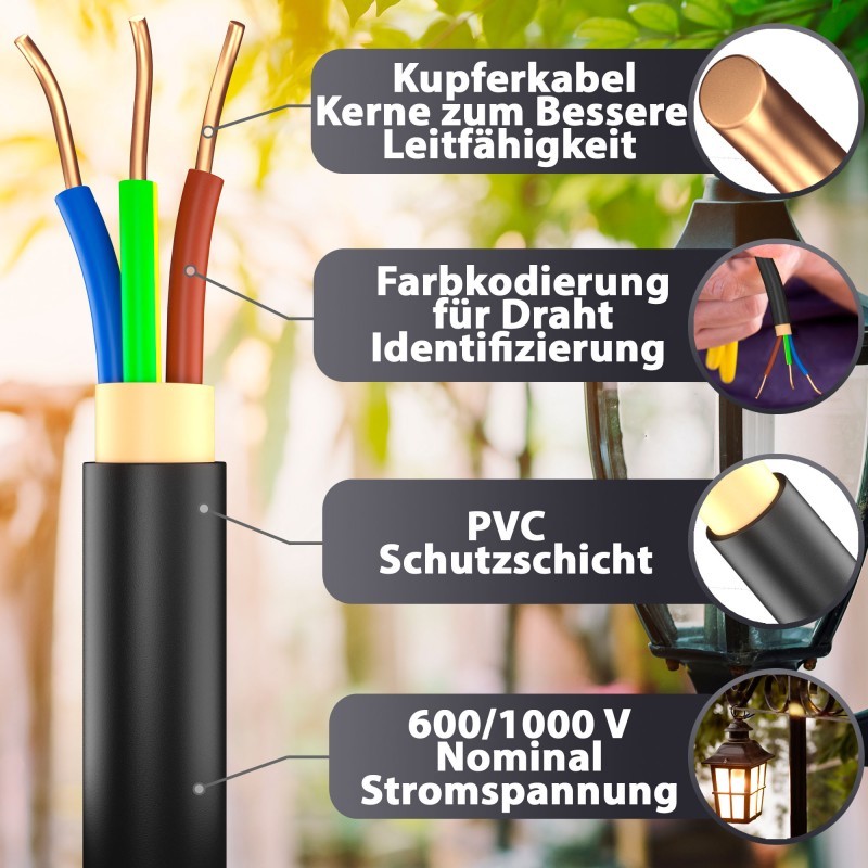 5-130 m underground cable power cable NYY-J 3 x 2.5 mm² electrical cable