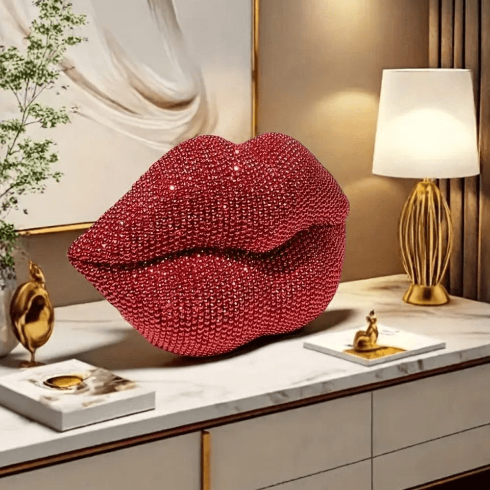 Glamorous Red Lip-Shaped Crystal resin Decor