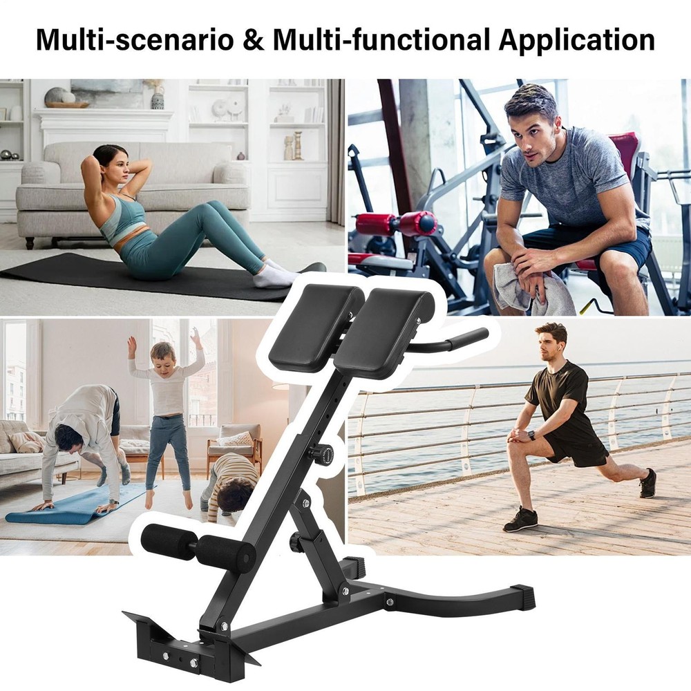 Adjustable Back Extension Bench - Foldable Roman Chair Core & Glute Trainer