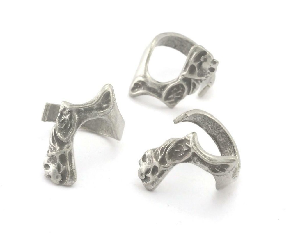 Organic Statement Adjustable Ring Antique silver plated brass (7 - 9US size 4333