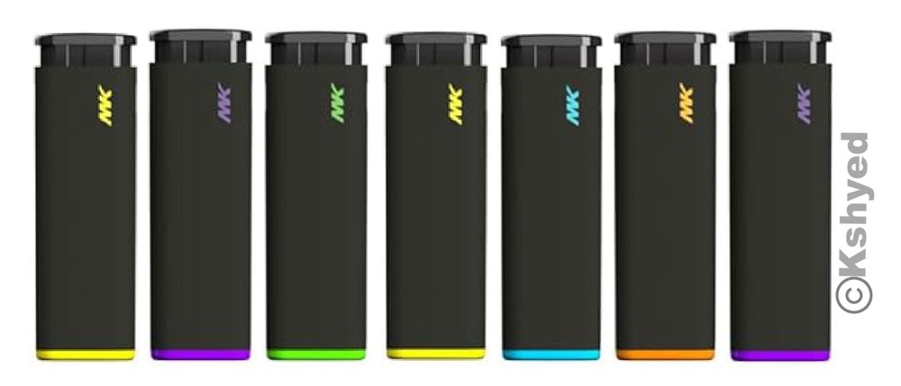 MK Jet Black Lighter, Striking Design Windproof Butane Refillable Lighter (7 Pk)