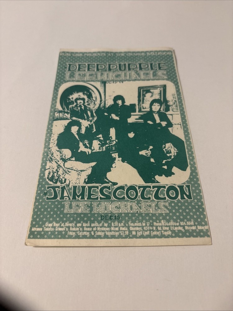 RUSS GIBB GRANDE BALLROOM 1968 DEEP PURPLE, JAMES COTTON, LEE MICHAELS POSTCARD