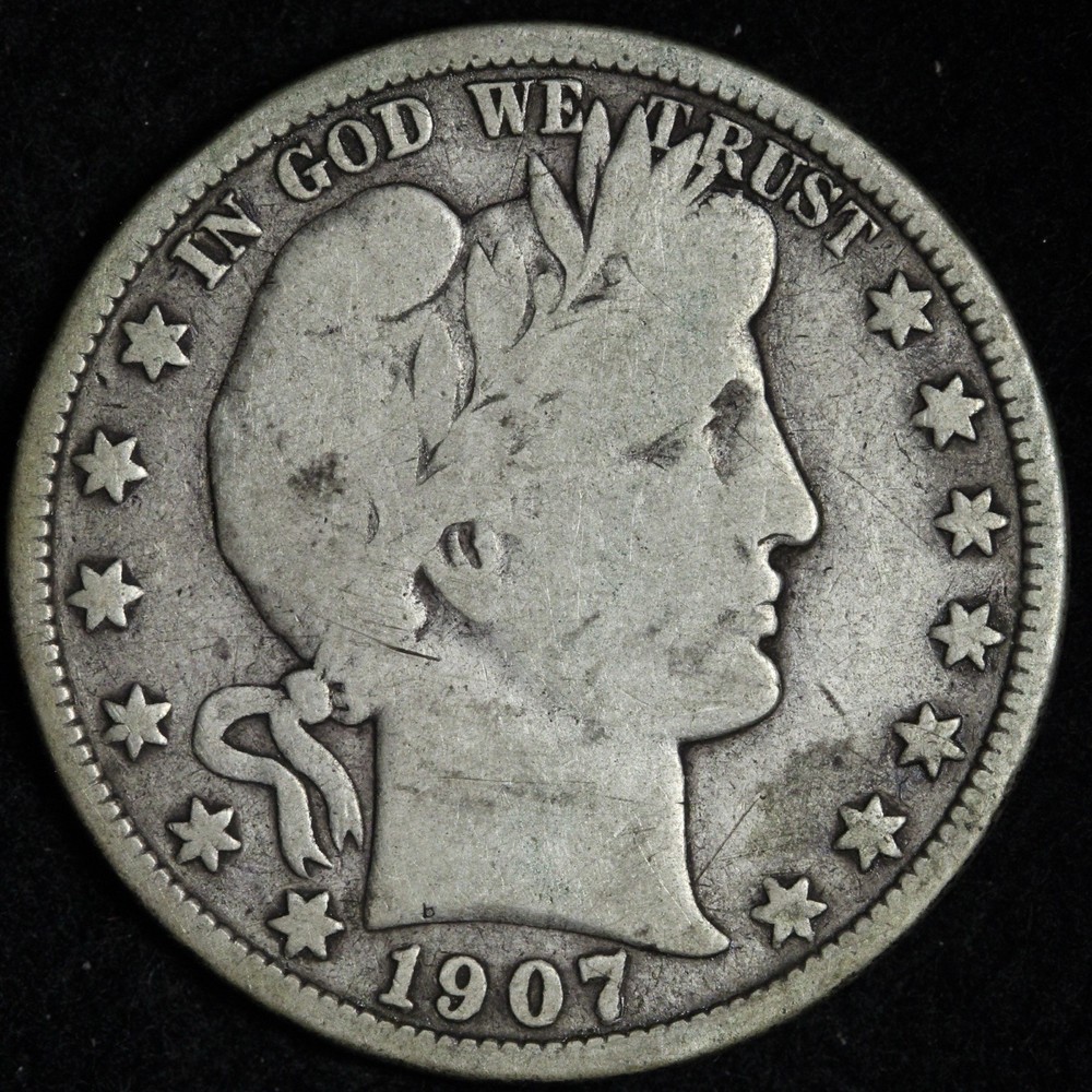 1907 Barber Silver Half Dollar VG E272 YYCE