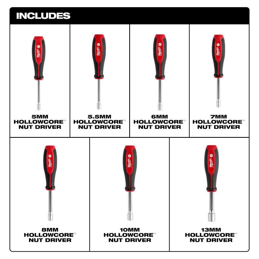 Milwaukee Metric Hollowcore Nut Driver Set 7Pc