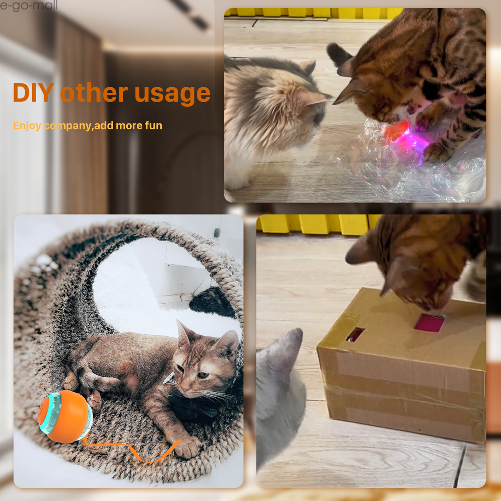 Automatic Moving Interactive Cat Ball Toy Pets Teaser USB Rechargeable Chaser