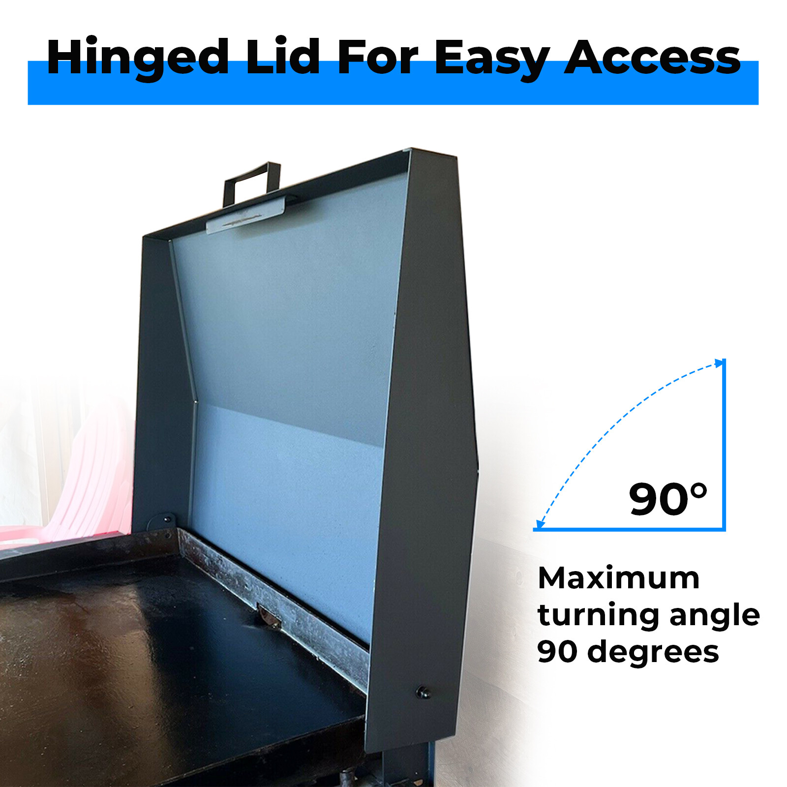 Hinged Lid for Blackstone 36 inch Griddle with Rear Grease Collection - Black