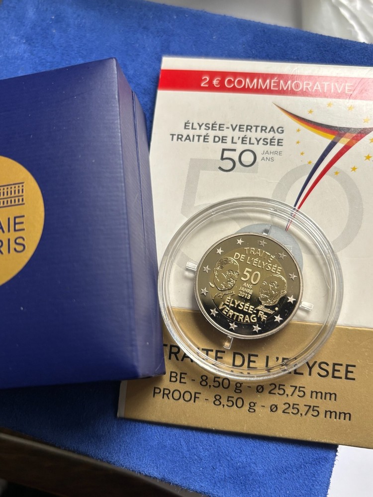 FRANCE, TRAITÉ DE L`ELYSÉE, 2 EURO, PROOF 2013 COMMÉMORATIVE