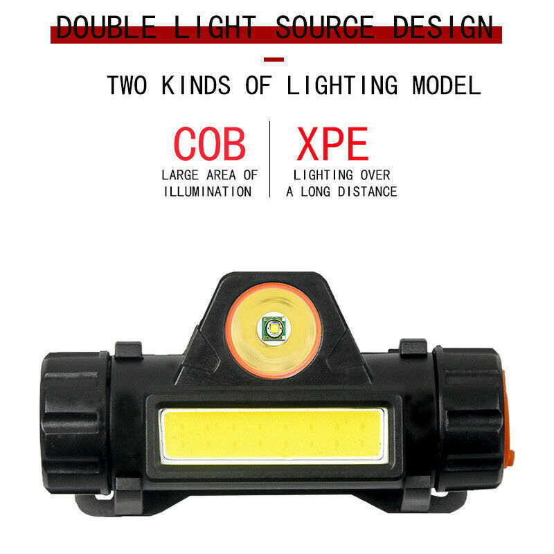 1/2Pack LED Headlamp Headlight Flashlight USB Rechargeable Waterproof Head Light