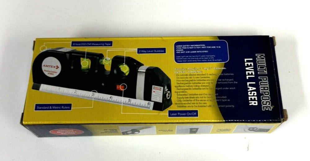 Amtex Multi Purpose Level Laser With 8ft Measuring Tape